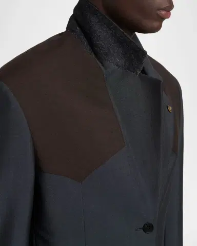Versace Men's Single-Breasted Wool Formal Jacket | Thumbnail 7