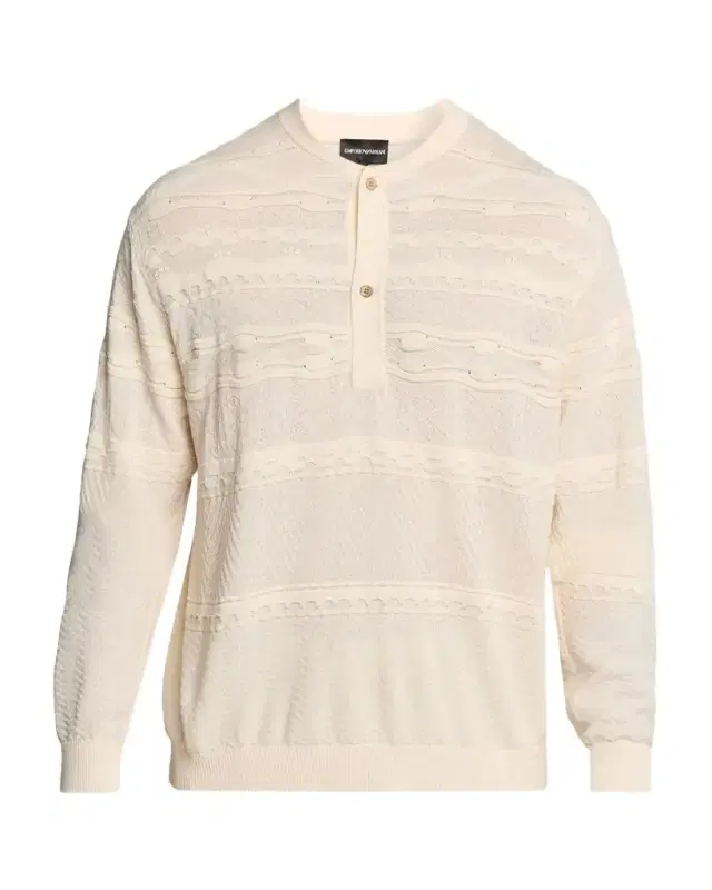 Emporio Armani Men's Mixed-Stitch Henley Sweater