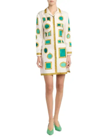 Versace Printed Silk Twill Mini Shirtdress | Thumbnail 1