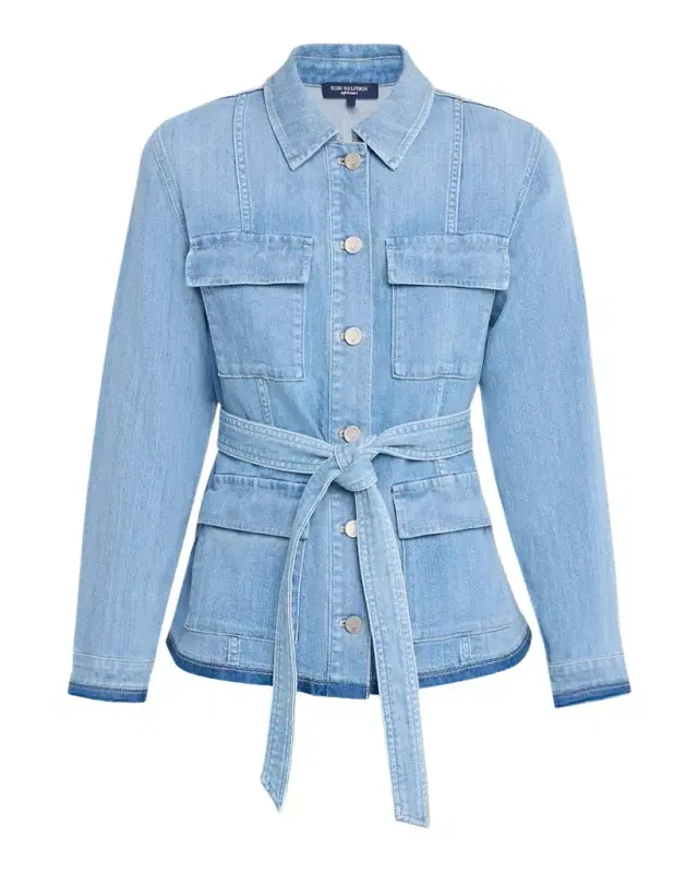 Kobi Halperin Becca Washed-Denim Self-Belt Utility Jacket