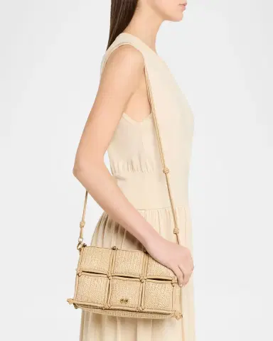 Cult Gaia Puff Straw & Leather-Trim Crossbody Bag | Thumbnail 2