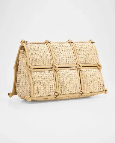 Cult Gaia Puff Straw & Leather-Trim Crossbody Bag | Thumbnail 3