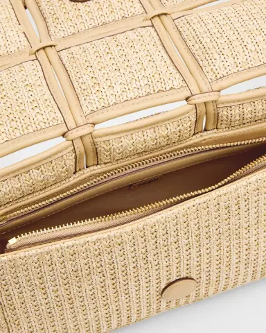 Cult Gaia Puff Straw & Leather-Trim Crossbody Bag | Thumbnail 4