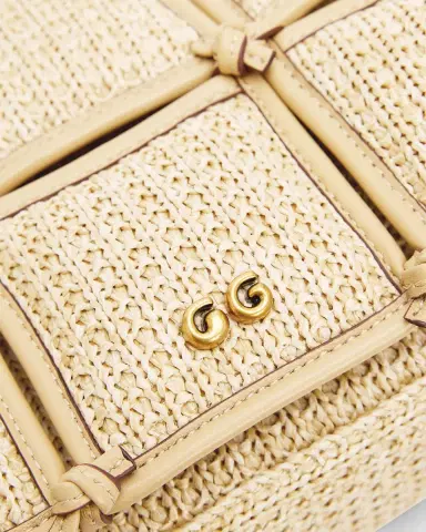 Cult Gaia Puff Straw & Leather-Trim Crossbody Bag | Thumbnail 6