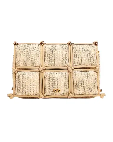 Cult Gaia Puff Straw & Leather-Trim Crossbody Bag | Thumbnail 1