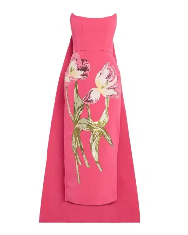 Amsale Strapless Sequined Floral Cape Column Gown | Thumbnail 1