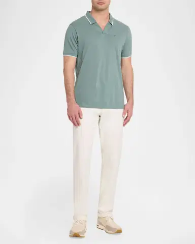 Emporio Armani Men 's V-Neck Pique Polo Shirt | Thumbnail 2 Emporio Armani Men 's V-Neck Pique Polo Shirt | Thumbnail 2