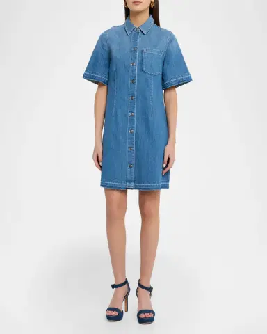 Kobi Halperin Alice Stretch-Denim Raw-Edge Minidress | Thumbnail 2 Kobi Halperin Alice Stretch-Denim Raw-Edge Minidress | Thumbnail 2