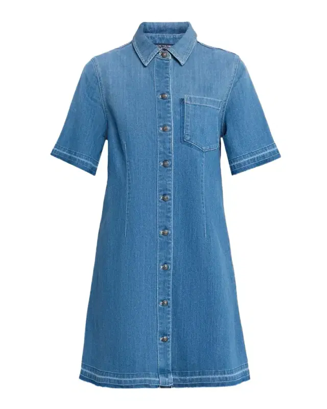 Alice Stretch-Denim Raw-Edge Minidress