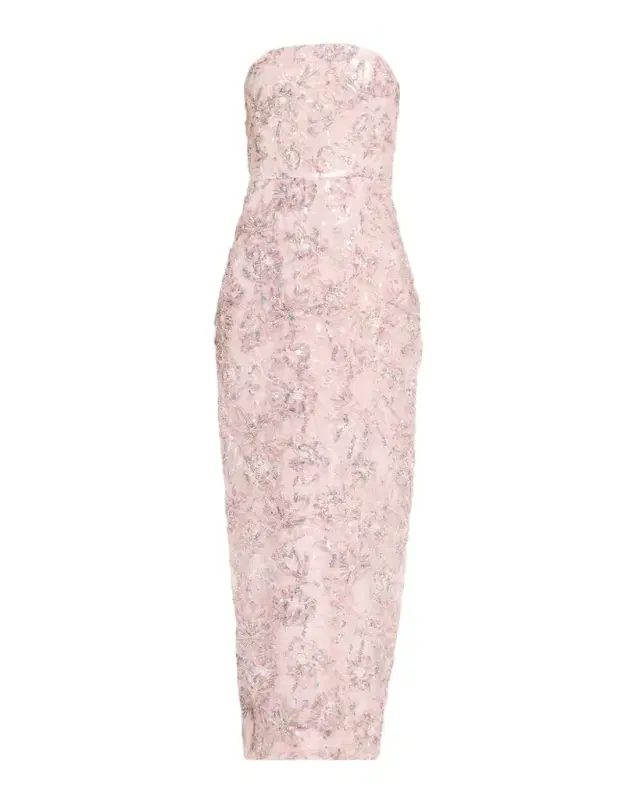 Milly Jasmine Strapless Beaded Column Gown