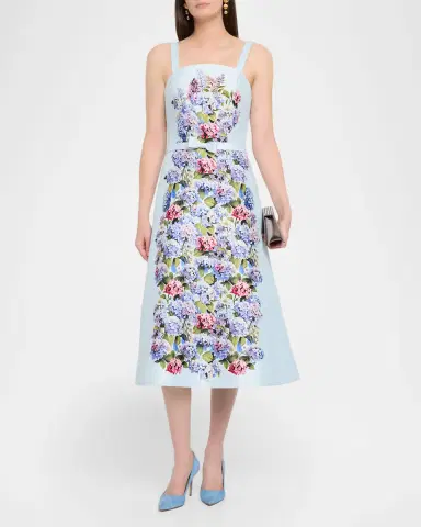 Rickie Freeman for Teri Jon Sleeveless Floral-Print Mikado Midi Dress | Thumbnail 2 Rickie Freeman for Teri Jon Sleeveless Floral-Print Mikado Midi Dress | Thumbnail 2