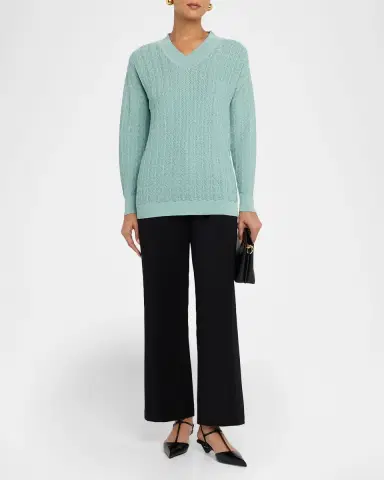 Misook Relaxed Soft Pointelle-Knit Sweater | Thumbnail 2