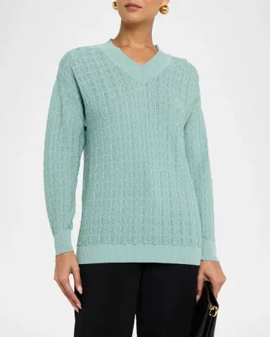 Misook Relaxed Soft Pointelle-Knit Sweater | Thumbnail 4