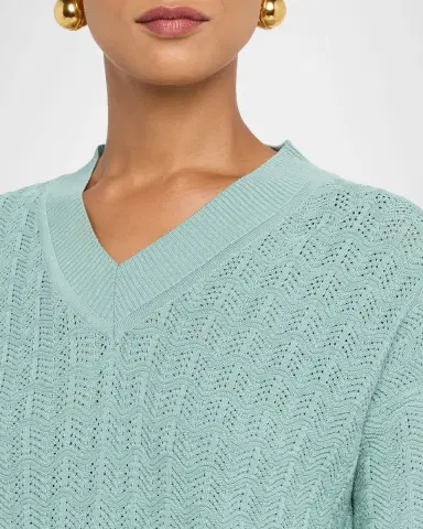 Misook Relaxed Soft Pointelle-Knit Sweater | Thumbnail 5