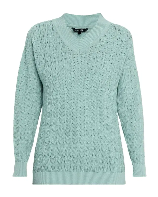 Relaxed Soft Pointelle-Knit Sweater