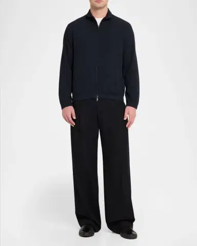 Emporio Armani Men's Textured Jersey Full-Zip Sweater | Thumbnail 2 Emporio Armani Men's Textured Jersey Full-Zip Sweater | Thumbnail 2