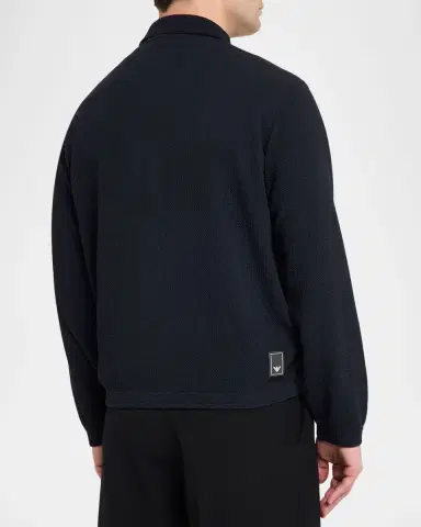 Emporio Armani Men's Textured Jersey Full-Zip Sweater | Thumbnail 3 Emporio Armani Men's Textured Jersey Full-Zip Sweater | Thumbnail 3
