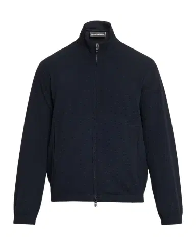 Emporio Armani Men's Textured Jersey Full-Zip Sweater | Thumbnail 1 Emporio Armani Men's Textured Jersey Full-Zip Sweater | Thumbnail 1
