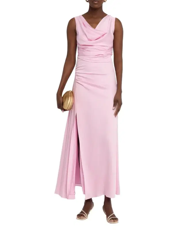 Melaney Sleeveless Cowl-Neck Satin Maxi Dress