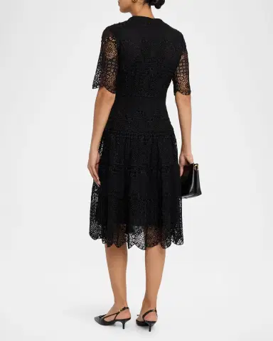 Misook Tiered Scalloped Lace Midi Dress | Thumbnail 2 Misook Tiered Scalloped Lace Midi Dress | Thumbnail 2