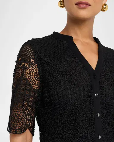 Misook Tiered Scalloped Lace Midi Dress | Thumbnail 4 Misook Tiered Scalloped Lace Midi Dress | Thumbnail 4