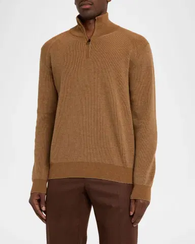 Brioni Men's Cashmere and Wool Quarter-Zip Sweater | Thumbnail 4 Brioni Men's Cashmere and Wool Quarter-Zip Sweater | Thumbnail 4