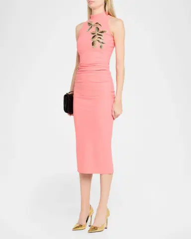 Chiara Boni La Petite Robe Nimby Beaded Stretch Jersey Midi Sheath Dress | Thumbnail 4 Chiara Boni La Petite Robe Nimby Beaded Stretch Jersey Midi Sheath Dress | Thumbnail 4