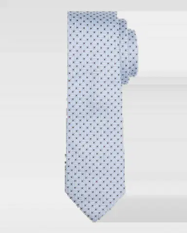 Emporio Armani Men's Micro-Geometric Square Silk Tie | Thumbnail 2 Emporio Armani Men's Micro-Geometric Square Silk Tie | Thumbnail 2