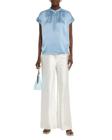 Vince Gathered Cap-Sleeve Silk Top | Thumbnail 1