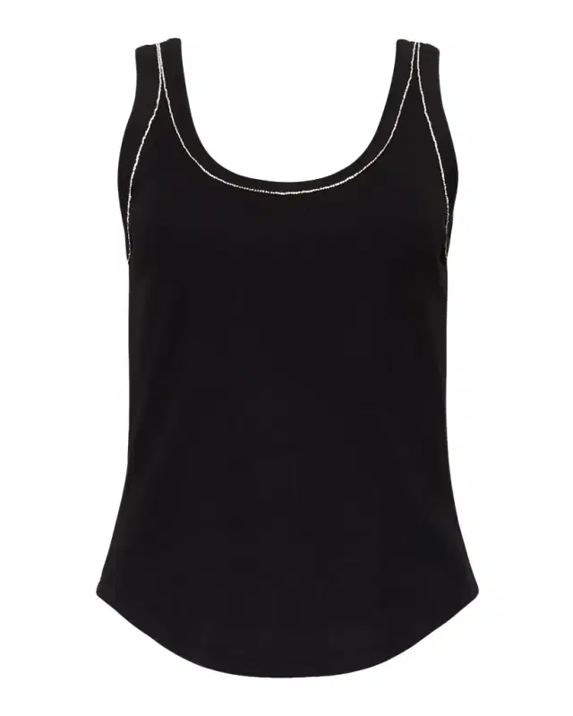 Quenta Rhinestone-Trim Tank Top