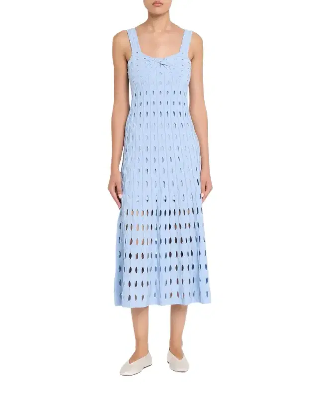 Christina Knit Twist-Front Midi Dress