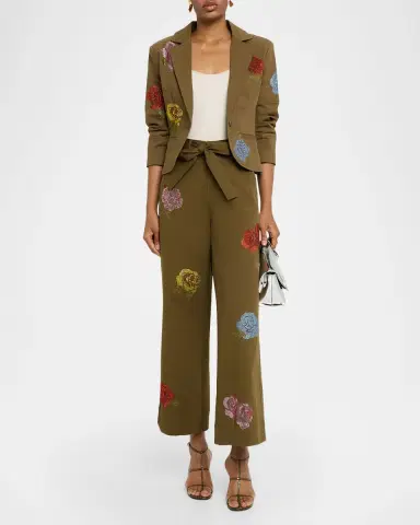 Cinq à Sept Cropped Heatset Roses Blazer | Thumbnail 2