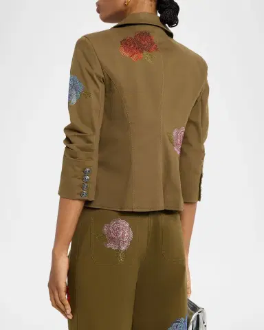 Cinq à Sept Cropped Heatset Roses Blazer | Thumbnail 3