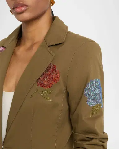 Cinq à Sept Cropped Heatset Roses Blazer | Thumbnail 5