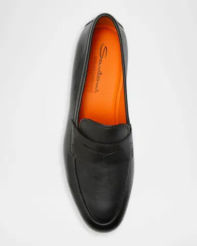 Santoni Men's Carlo Leather Penny Loafers | Thumbnail 2 Santoni Men's Carlo Leather Penny Loafers | Thumbnail 2