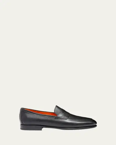 Santoni Men's Carlo Leather Penny Loafers | Thumbnail 7 Santoni Men's Carlo Leather Penny Loafers | Thumbnail 7