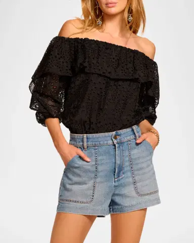 Ramy Brook Hilary High-Rise Denim Shorts | Thumbnail 4 Ramy Brook Hilary High-Rise Denim Shorts | Thumbnail 4