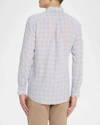 Peter Millar Men's Milo Linen Plaid Sport Shirt | Thumbnail 3 Peter Millar Men's Milo Linen Plaid Sport Shirt | Thumbnail 3