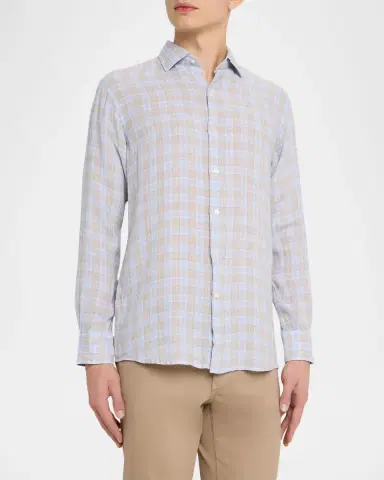 Peter Millar Men's Milo Linen Plaid Sport Shirt | Thumbnail 4 Peter Millar Men's Milo Linen Plaid Sport Shirt | Thumbnail 4