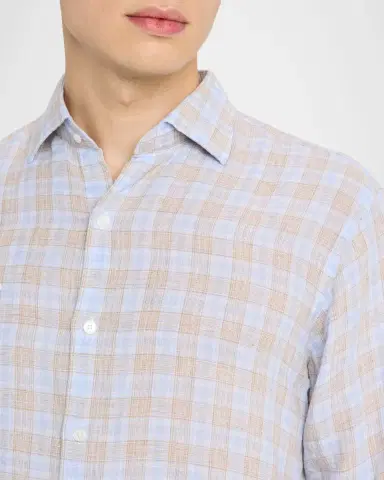 Peter Millar Men's Milo Linen Plaid Sport Shirt | Thumbnail 5 Peter Millar Men's Milo Linen Plaid Sport Shirt | Thumbnail 5