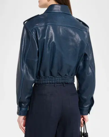 Simkhai Roland Cropped Leather Jacket | Thumbnail 3 Simkhai Roland Cropped Leather Jacket | Thumbnail 3