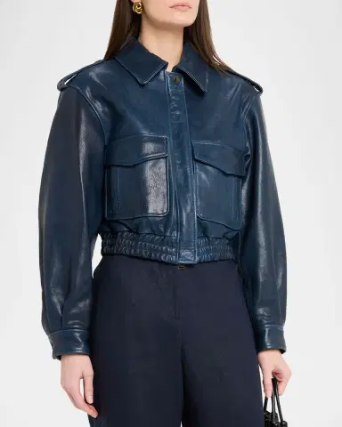 Simkhai Roland Cropped Leather Jacket | Thumbnail 4 Simkhai Roland Cropped Leather Jacket | Thumbnail 4