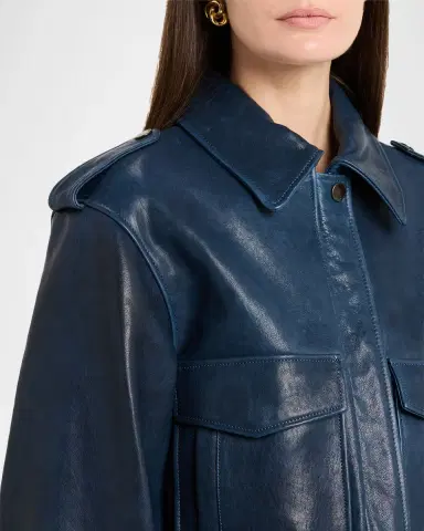 Simkhai Roland Cropped Leather Jacket | Thumbnail 5 Simkhai Roland Cropped Leather Jacket | Thumbnail 5