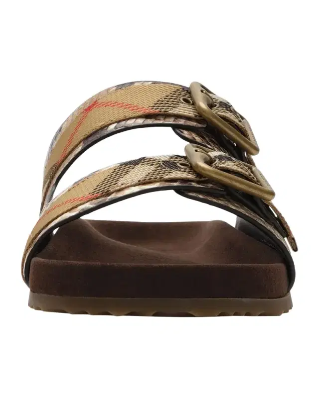 Urchin Python-Printed Leather Dual Buckle Slide Sandals