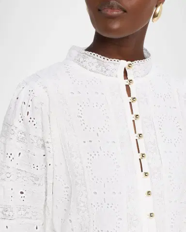Melissa Odabash Reagan Eyelet Button-Front Mini Dress | Thumbnail 5 Melissa Odabash Reagan Eyelet Button-Front Mini Dress | Thumbnail 5