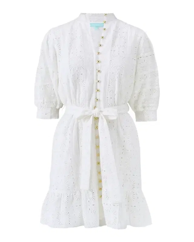 Melissa Odabash Reagan Eyelet Button-Front Mini Dress