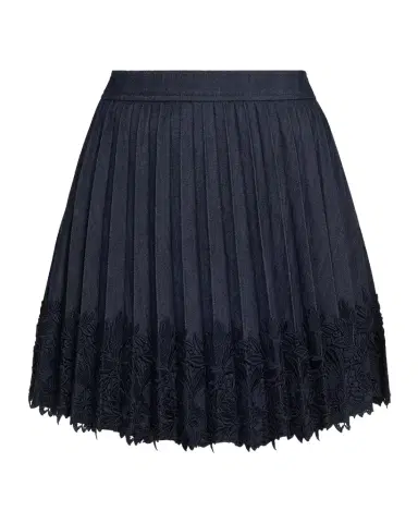 Cinq à Sept Laney Pleated Denim Lace Mini Skirt | Thumbnail 1