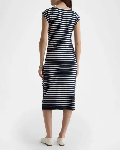 AG Jeans Aja Cap-Sleeve Striped Jersey Midi Dress | Thumbnail 3