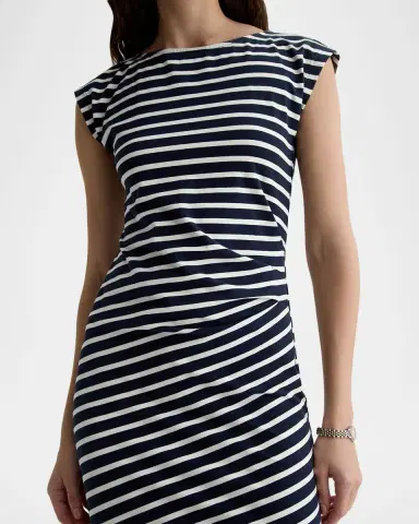 AG Jeans Aja Cap-Sleeve Striped Jersey Midi Dress | Thumbnail 5