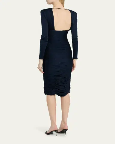 Versace Gathered Long-Sleeve Midi Dress | Thumbnail 3